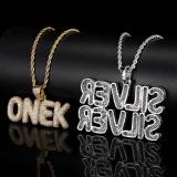 European and American hip-hop small bubble English letter splicing combination pendant with copper inlaid zircon DIY creative men's and women's necklaces