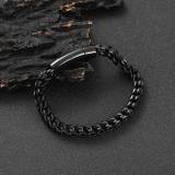 Wholesale of European and American hip-hop titanium steel bracelets with 6mm spring buckle, stainless steel front and back chains, trendy brand, personalized men's bracelets
