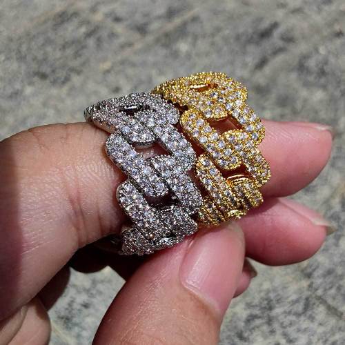 European and American hip-hop copper inlaid zircon ring 11mm diamond Cuban ring trendy men's ring ring manufacturer wholesale