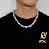 Cross border European and American hip-hop zircon necklace 10mm square circular zircon rock sugar chain genuine gold electroplated trendy men's bracelet