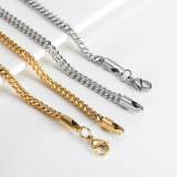 Wholesale of 3mm stainless steel front and back chains with electroplating 18K gold titanium steel men's necklaces for direct sales by manufacturers