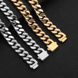 European and American stainless steel chains with four sides polished and encrypted Cuban chains, men's necklaces, cross-border accessories, hip-hop titanium steel bracelets