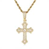 European and American cross-border hip-hop full diamond cross pendant with micro inlaid zircon retro internet celebrity men's pendant necklace wholesale