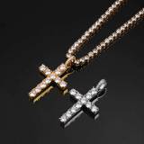 European and American hip-hop retro large cross necklace men's pendant cross-border jewelry zircon personalized pendant wholesale