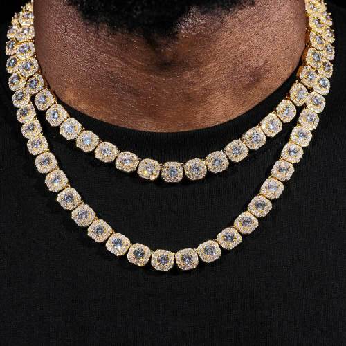 Cross border European and American jewelry hip-hop necklace, zircon rock sugar necklace, trendy brand, personalized full diamond men's bracelet jewelry accessories