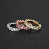 Cross border European and American hip-hop 4mm single row zircon ring men's ring fashion brand personalized hip-hop couple ring wholesale