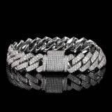 European and American cross-border flip buckle diamond Cuban bracelet trendy brand personalized hip-hop zircon men's bracelet jewelry wholesale