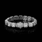European and American 10mm square rock sugar chain zircon bracelet accessories trendy brand hip-hop new spring buckle men's bracelet wholesale