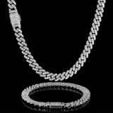 European and American 8mm flip buckle single row zircon Cuban chain trendy brand personalized hip-hop jewelry men's necklaces and bracelets wholesale