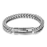 Wholesale of European and American hip-hop titanium steel bracelets with 6mm spring buckle, stainless steel front and back chains, trendy brand, personalized men's bracelets