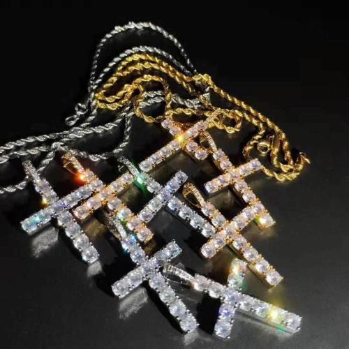 European and American hip-hop retro large cross necklace men's pendant cross-border jewelry zircon personalized pendant wholesale