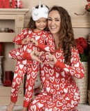 Autumn Amazon's best-selling European and American women's clothing Valentine's Day love print casual home pajamas parent-child set