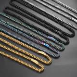 European and American 6mm spring buckle stainless steel necklace front and back chain trendy brand hip-hop titanium steel jewelry men's necklace wholesale