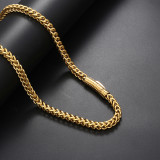 European and American 6mm spring buckle stainless steel necklace front and back chain trendy brand hip-hop titanium steel jewelry men's necklace wholesale