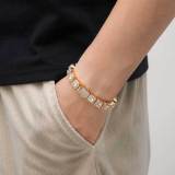 European and American 10mm square rock sugar chain zircon bracelet accessories trendy brand hip-hop new spring buckle men's bracelet wholesale