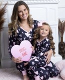 Autumn Amazon's best-selling European and American women's clothing Valentine's Day love print casual home pajamas parent-child set
