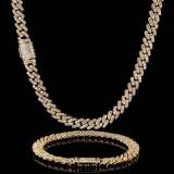 European and American 8mm flip buckle single row zircon Cuban chain trendy brand personalized hip-hop jewelry men's necklaces and bracelets wholesale