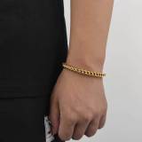 Wholesale of European and American hip-hop titanium steel bracelets with 6mm spring buckle, stainless steel front and back chains, trendy brand, personalized men's bracelets