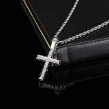 European and American hip-hop micro inlaid zircon solid small cross pendant with genuine gold electroplating trend hiphop men's necklace