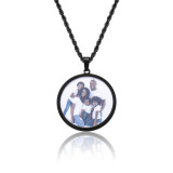 Cross border European and American hip-hop stainless steel circular photo pendant titanium steel jewelry frame pendant men's necklace wholesale