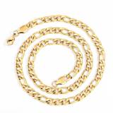 European and American hip-hop lobster buckle head stainless steel Figaro chain men's accessories 18K gold titanium steel necklace wholesale