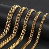 Wholesale of European and American stainless steel round ground Cuban chain necklaces, trendy hip-hop with diamond inlaid buttons, titanium steel men's bracelets, jewelry