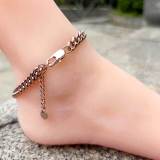 European and American hip-hop Japanese buckle stainless steel extension chain round ground Cuban foot chain cross-border niche jewelry titanium steel foot chain for women