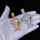 Cross border new product parody house creative cartoon character pendant with micro inlaid zircon trendy brand hip-hop men's fashion accessories