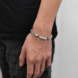 Amazon cross-border 6mm diamond inlaid stainless steel Fried Dough Twists chain personality bracelet titanium steel jewelry hip-hop men's bracelet