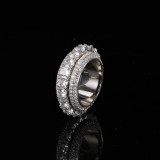 Hot selling five row zircon rotating hip-hop rings from Europe and America, cross-border trendy brand, rotatable men's ring jewelry wholesale