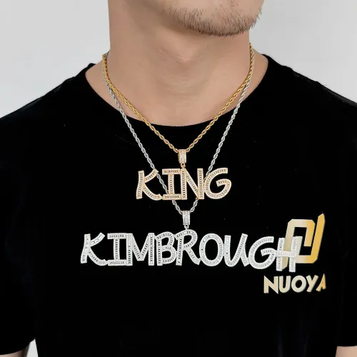 European and American hip-hop copper inlaid zircon square letter splicing pendant trendy brand personalized English letter men's pendant necklace