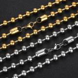 European and American cross-border 8mm stainless steel glass bead chain, round bead chain, titanium steel necklace, trendy brand, personalized men's bracelet accessories