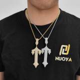 Wholesale of European and American cross-border hip-hop sword cross pendants for men's necklaces, trendy micro inlaid zircon personalized pendants