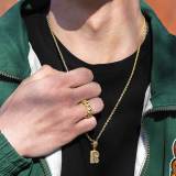 European and American hip-hop mini rock sugar zircon English letter pendant with real gold electroplating niche design hiphop necklace