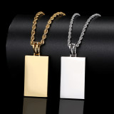 European and American hip-hop memory rectangular photo necklace jewelry with micro inlaid zircon street trendsetter photo frame hiphop pendant