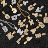 European and American hip-hop mini rock sugar zircon English letter pendant with real gold electroplating niche design hiphop necklace