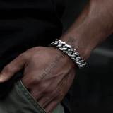 Cross border stainless steel bracelet accessories from Europe and America, men's Miami hip-hop Cuban chain, zircon flip buckle, men's bracelet