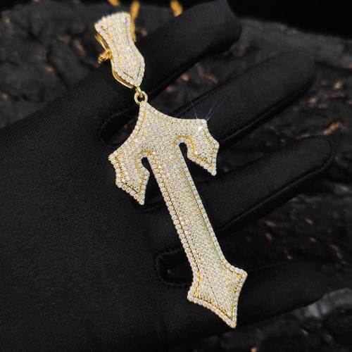 Wholesale of European and American cross-border hip-hop sword cross pendants for men's necklaces, trendy micro inlaid zircon personalized pendants