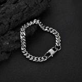 Cross border Round Grinding Encrypted Hip Hop Titanium Steel Bracelet with Cowboy Buckle Stainless Steel Cuban Chain for Men's Bracelet Accessories in Europe and America