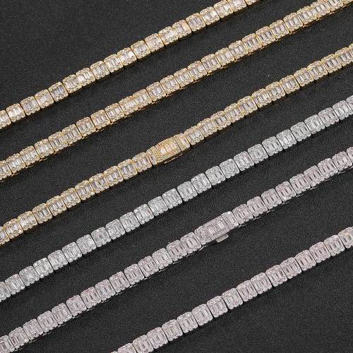 European and American 8mm flip buckle mixed with zircon rock sugar chain necklace trendy brand personalized hip-hop men's bracelet jewelry wholesale