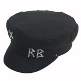 RB Letter Embroidered Navy Hat Korean Edition Spring Silk Hat Women's Street Shoot Flat Top Duck Tongue Hat Fashion Octagonal Hat