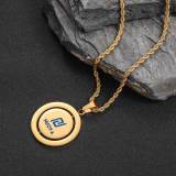 European and American stainless steel double-sided circular pendant, titanium steel necklace, trendy brand, hip-hop, logo can be made, wholesale of men's necklaces