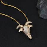 Wholesale of cross-border new European and American hip-hop pendants with micro inlaid zircon goat head trendy personality necklaces and accessories