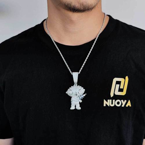 Cross border new product parody house creative cartoon character pendant with micro inlaid zircon trendy brand hip-hop men's fashion accessories