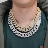 European and American cross-border 20mm four row diamond bubble Cuban necklace personality hip-hop men's jewelry zircon necklace wholesale