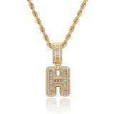 European and American hip-hop mini rock sugar zircon English letter pendant with real gold electroplating niche design hiphop necklace
