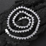 European and American cross-border hip-hop 6mm spring buckle heart zircon tennis necklace trendy brand personality 18K gold necklace wholesale for men