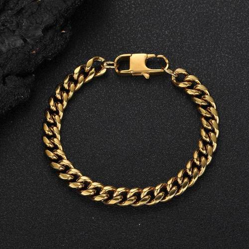 Cross border Round Grinding Encrypted Hip Hop Titanium Steel Bracelet with Cowboy Buckle Stainless Steel Cuban Chain for Men's Bracelet Accessories in Europe and America