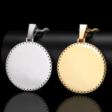 European and American hip-hop accessories large circular photo frame pendant with micro inlaid zircon trendy men's photo necklace wholesale
