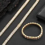 European and American 8mm flip buckle mixed with zircon rock sugar chain necklace trendy brand personalized hip-hop men's bracelet jewelry wholesale